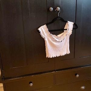 Zara white with black trim cropped T-shirt